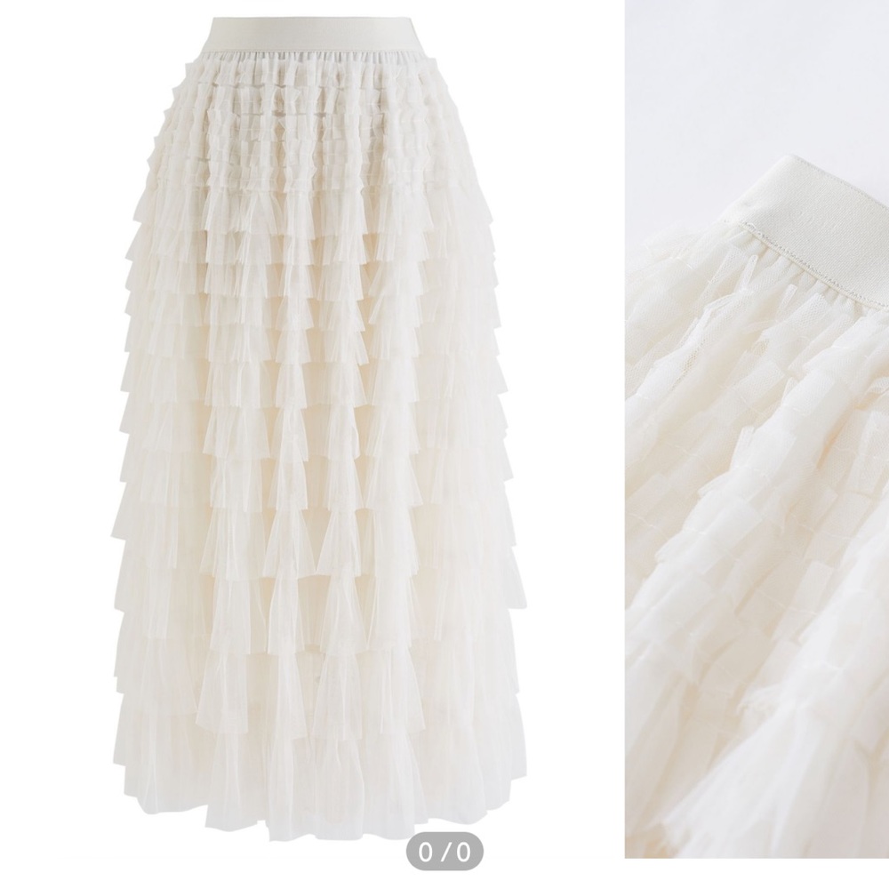 Chicwish white ruffle maxi skirt brand new with tags